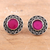 Ohrringe mit Knöpfen Onyxn - Florale Knopfohrringe aus Sterlingsilber mit rosa Onyx-Edelsteinen