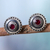 Pendientes de botón de ónix - Pendientes de botón de plata de ley pulida con gemas de ónix rosa