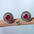 Pendientes de botón de ónix - Pendientes Botón de Ónix Rosa y Plata con Acabado Combinado