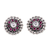 Pendientes botón de ónix y circonitas - Aretes de botón floral de plata y circonitas cúbicas de ónix rosa