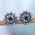 Ohrhänger aus Onyx und Zirkonia - Blumenohrringe aus grünem Onyx mit kubischem Zirkonia und Silber