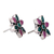 Ohrringe mit Knöpfen Onyxn - Rosa und grüner Onyx-Ohrringe aus Sterlingsilber mit floralen Knöpfen