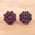 Pendientes de botón de ónix - Aretes de botón floral de plata esterlina con piedras de ónix rosa