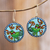 Ceramic dangle earrings, 'Indian Parakeet' - Hand-Painted Round Parakeet Ceramic Dangle Earrings