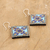 Ceramic dangle earrings, 'Serene Kaleidoscope' - Hand-Painted Geometric Floral Blue Ceramic Dangle Earrings