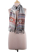 Embroidered viscose scarf, 'Timeless Splendor' - Woven Viscose Scarf with Embroidery in Grey White and Red