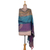 Jamawar wool shawl, 'Regal Splendor' - Woven Fringed Jamawar Wool Shawl in Blue Purple & Yellow