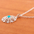 Sterling silver pendant necklace, 'Tranquil Lotus' - Sterling Silver Lotus Pendant Necklace with Recon Turquoise (image 2b) thumbail
