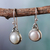 Cultured pearl dangle earrings, 'Happy Pearl' - Cream Cultured Pearl and Sterling Silver Dangle Earrings (image 2) thumbail