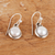 Cultured pearl dangle earrings, 'Happy Pearl' - Cream Cultured Pearl and Sterling Silver Dangle Earrings (image 2b) thumbail