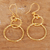 Gold-plated dangle earrings, 'Golden Loop' - 22k Gold-Plated Sterling Silver Loop Dangle Earrings (image 2b) thumbail