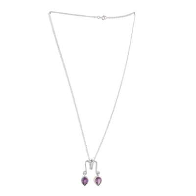 Amethyst pendant necklace, 'Wise Reflection' - Polished Classic One-Carat Amethyst Pendant Necklace