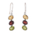 Multi-gemstone dangle earrings, 'Color Stairs' - Six-Carat Multi-Gemstone Dangle Earrings with Oval Jewels