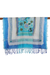 Handbestickter Schal aus Woll- und Baumwollmischung in Blau