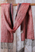 Bufanda mezcla de lana - Bufanda tejida de mezcla de lana con flecos en rojo con textura ondulada
