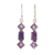 Amethyst dangle earrings, 'Wise & Mystic' - Purple Amethyst and Composite Turquoise Dangle Earrings