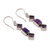 Amethyst dangle earrings, 'Wise & Mystic' - Purple Amethyst and Composite Turquoise Dangle Earrings