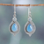 Chalcedony and blue topaz dangle earrings, 'Heaven's Triumph' - Chalcedony Cabochon and Blue Topaz Dangle Earrings