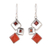 Garnet and carnelian dangle earrings, 'Nouvelle Red' - Geometric Natural Garnet and Carnelian Dangle Earrings