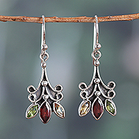 Multi-gemstone dangle earrings, 'Classic Marquise' - 2-Carat Marquise-Shaped Multi-Gemstone Dangle Earrings