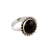 Onyx cocktail ring, 'Midnight Bloom' - 925 Silver Cocktail Ring with Black Onyx Stone from India