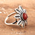 Carnelian single stone ring, 'Sunset Bloom' - Floral Sterling Silver Single Stone Ring with Carnelian Gem