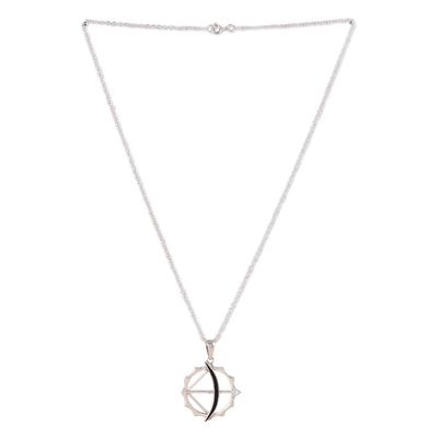 Sterling silver pendant necklace, 'Bow & Arrow' - Sterling Silver Pendant Necklace with Bow and Arrow Motif