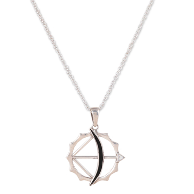 Sterling silver pendant necklace, 'Bow & Arrow' - Sterling Silver Pendant Necklace with Bow and Arrow Motif