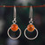 Carnelian dangle earrings, 'Intense Cosmos' - Modern Sterling Silver Dangle Earrings with Carnelian Gems