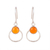 Carnelian dangle earrings, 'Intense Cosmos' - Modern Sterling Silver Dangle Earrings with Carnelian Gems