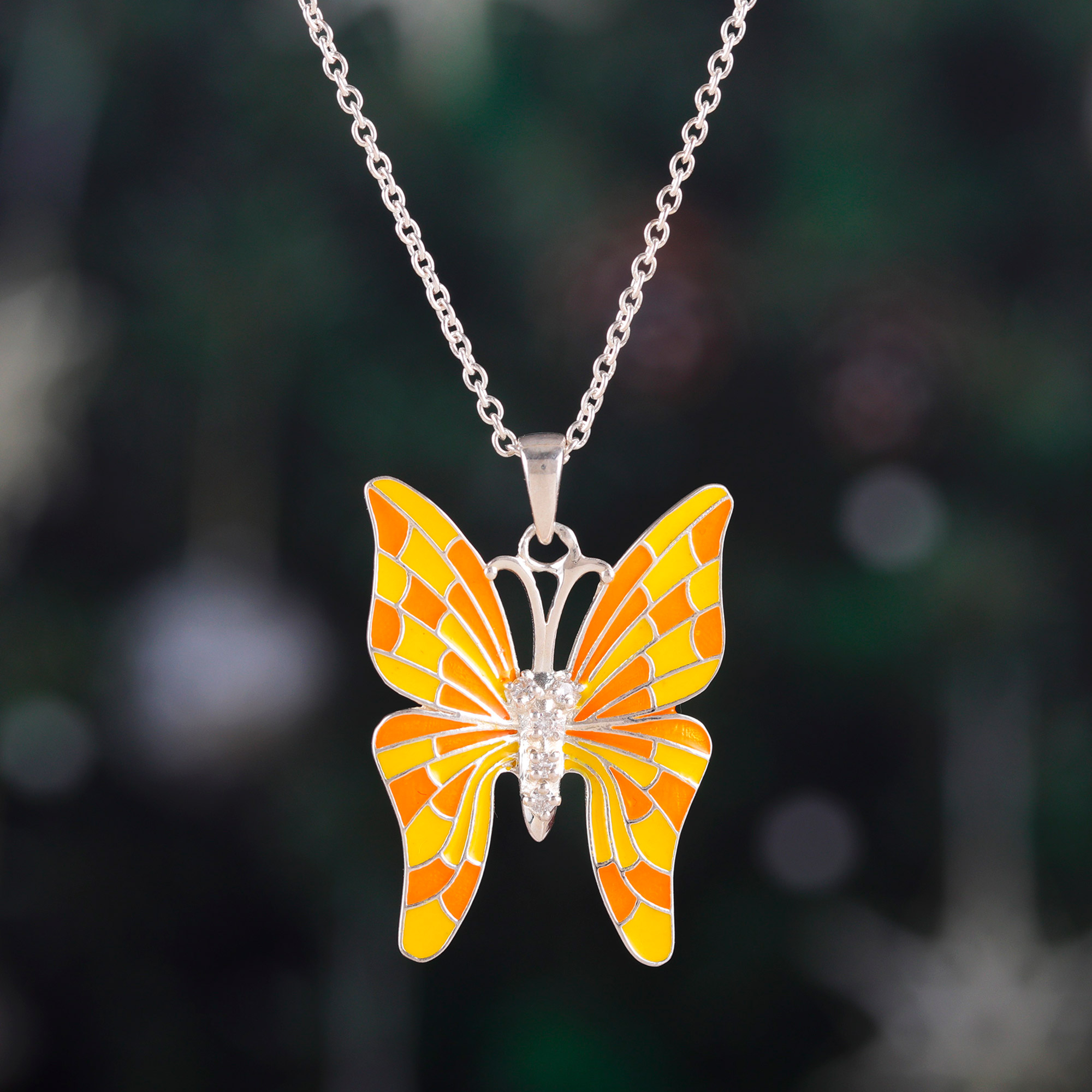 Monarch Butterfly Necklace by Dawn Lombard (Enamel & Steel Necklace) |  Artful Home