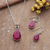 Ruby jewelry set, 'Blissful Ruby' - 18-Carat Faceted Ruby Necklace and Earrings Jewelry Set