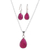 Ruby jewelry set, 'Blissful Ruby' - 18-Carat Faceted Ruby Necklace and Earrings Jewelry Set thumbail