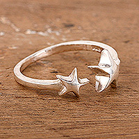 Sterling silver wrap ring, 'Shining Cosmos'