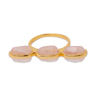 Gold-plated rose quartz cocktail ring, 'Regal Pink' - 18k Gold-Plated Nine-Carat Rose Quartz Cocktail Ring