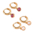 Pendientes colgantes de rubí y perlas cultivadas bañados en oro (juego de 2) - Juego de 2 Pendientes Colgantes Bañados en Oro con Rubí o Perlas
