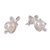 Pendientes de botón de perlas cultivadas - Pendientes de botón de plata de ley con hojas pulidas y perlas