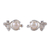 Cultured pearl button earrings, 'Delicate Innocence' - Polished Leafy Sterling Silver Button Earrings with Pearls
