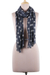 Wool and silk blend scarf, 'Nocturnal Bubbles' - Polka Dot Patterned Grey and Alabaster Wool Blend Scarf