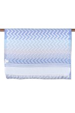 Cotton shawl, 'Iris Tide' - Chevron-Patterned Handwoven Iris and Periwinkle Cotton Shawl