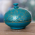 Wood and papier mache decorative box, 'Turquoise Magic' - Wood and Papier Mache Decorative Box in Turquoise and Gold