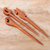 Wood hairpins, 'Maiden Grace' (set of 3) - Set of 3 Handcrafted Natural Brown Mango Wood Hairpins