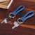Leather key fobs, 'Azure Duo' (pair) - Handcrafted Braided Azure Leather Key Fobs (Pair) (image 2) thumbail