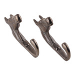 Brass wall hooks, 'Regal Horse' (pair) - Antiqued Finished Horse-Shaped Brass Wall Hooks from India