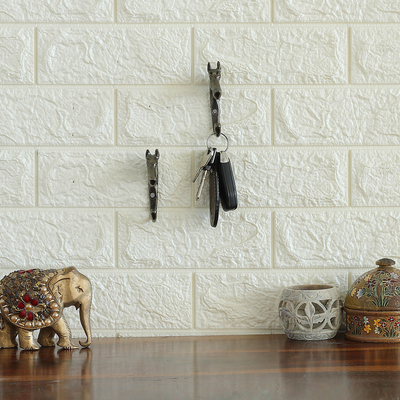 Ganchos de pared de latón, (par) - Ganchos de pared de latón con acabado antiguo en forma de caballo de la India