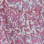Block-printed cotton tunic, 'Dulcet Spring' - Block-Printed Floral Pink and Red Cotton Tunic from India