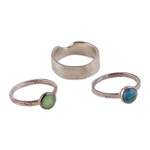 Sterling silver and gemstone rings, 'Triple Pride' (set of 3) - Set of Three Sterling Silver Rings with Gemstones