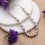 Sterling silver beaded bracelet, 'Divine Whispers' - Hammered and Polished Sterling Silver Beaded Bracelet