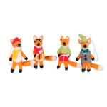 Wool felt ornaments, 'Fantastic Fox Friends' (set of 4) - Set of 4 Handcrafted Wool Felt Fox Ornaments from India