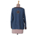 Chaqueta de algodón bordada - Chaqueta de algodón azul de inspiración túnica con bordado geométrico
